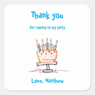 Cute Doodle Cake Thank You Square Sticker