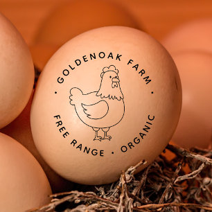 Cute Doodle Chicken Personalised Farm Fresh Eggs Rubber Stamp