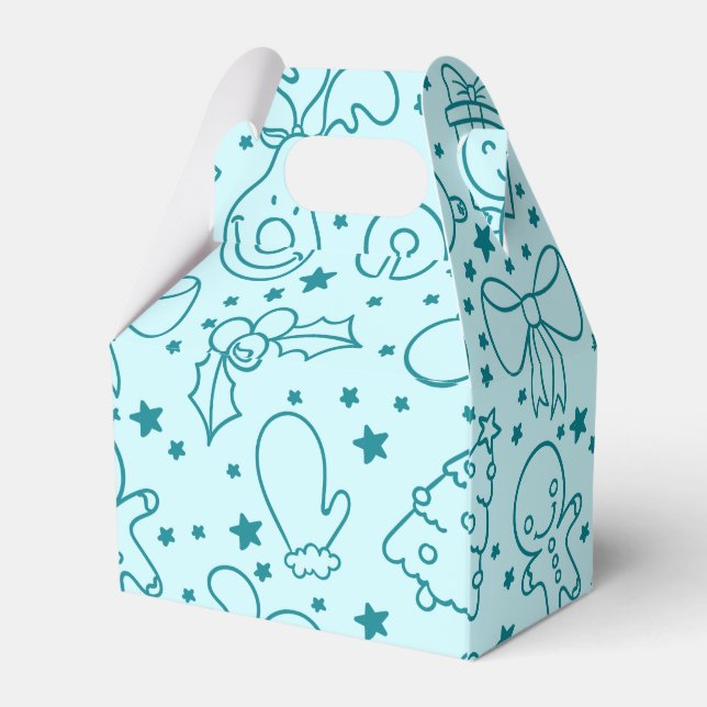 Cute Doodle Christmas Pattern Favour Box (Back Side)