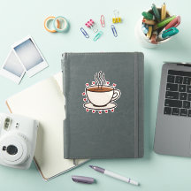 Cute Doodle Coffee Cup Vinyl Sticker