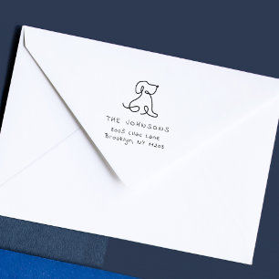 Cute Doodle Dog Custom Handwritten Return Address Rubber Stamp