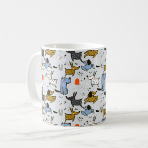 Cute Doodle Dog Pattern Coffee Mug