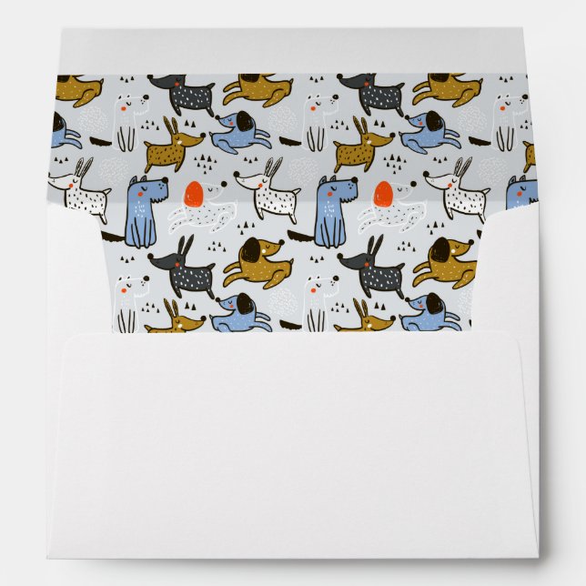Cute Doodle Dog Pattern Envelope (Back (Bottom))