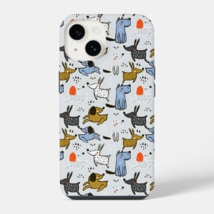Cute Doodle Dog Pattern iPhone 14 Case