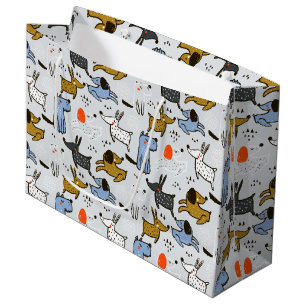 Cute Doodle Dog Pattern Large Gift Bag