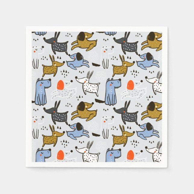 Cute Doodle Dog Pattern Napkin (Front)