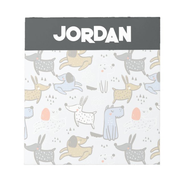 Cute Doodle Dog Pattern Notepad (Front)