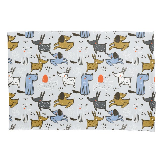 Cute Doodle Dog Pattern Pillowcase (Front)
