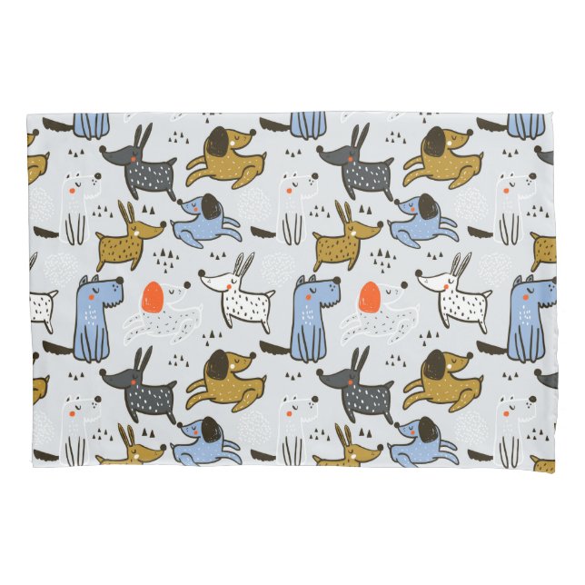 Cute Doodle Dog Pattern Pillowcase (Front)