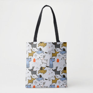 Cute Doodle Dog Pattern Tote Bag