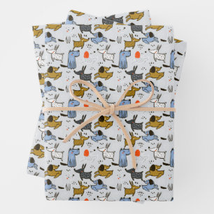 Cute Doodle Dog Pattern Wrapping Paper Sheet