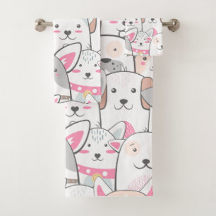  Cute Doodle Dogs Bath Towel Set