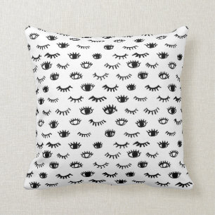 Cute Doodle Eyelash Pattern Cushion