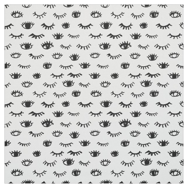 Cute Doodle Eyelash Pattern Fabric (Swatch)