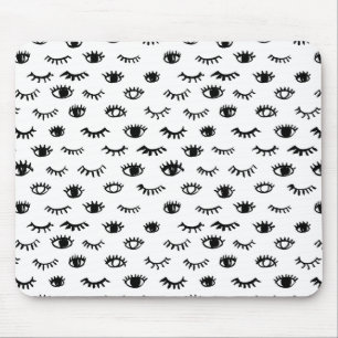 Cute Doodle Eyelash Pattern Mouse Pad