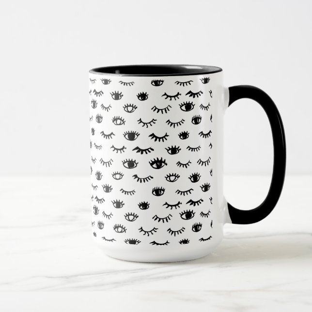 Cute Doodle Eyelash Pattern Mug (Right)