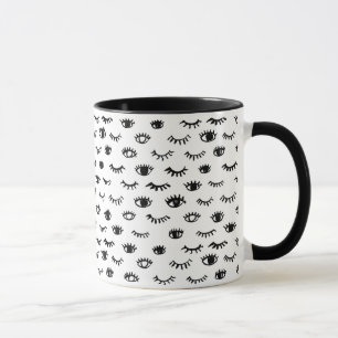 Cute Doodle Eyelash Pattern Mug