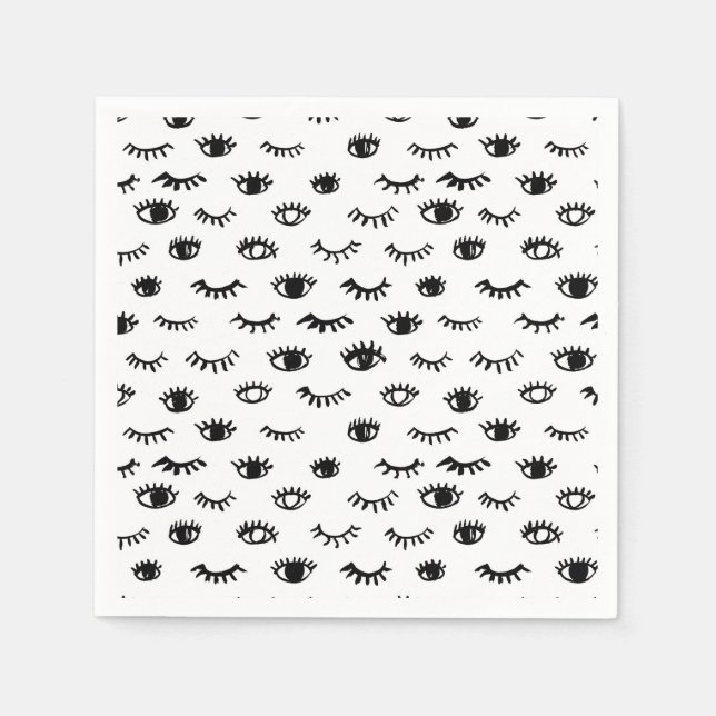 Cute Doodle Eyelash Pattern Napkin (Front)
