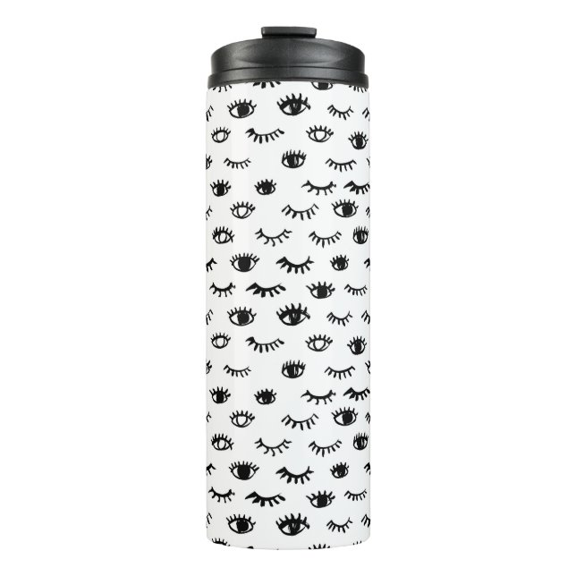 Cute Doodle Eyelash Pattern Thermal Tumbler (Front)
