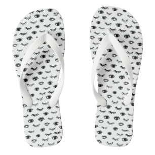 Cute Doodle Eyelash Pattern Thongs
