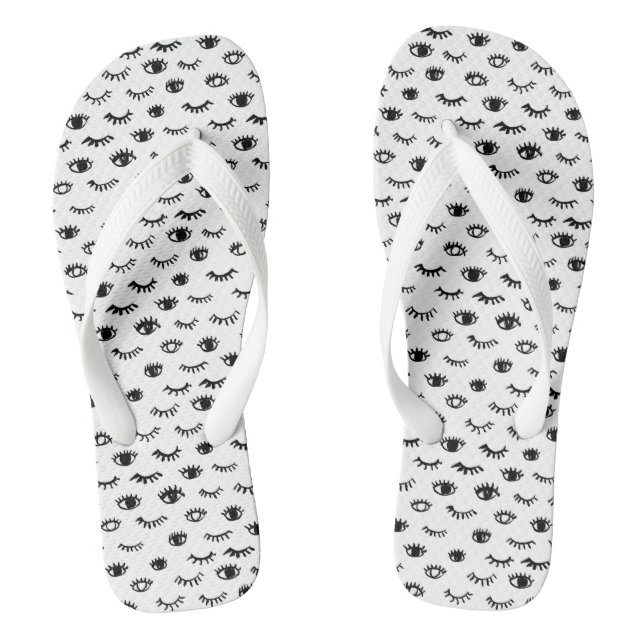 Cute Doodle Eyelash Pattern Thongs (Footbed)
