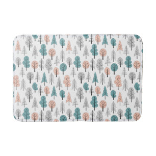 Cute Doodle Forest Pattern Bath Mat