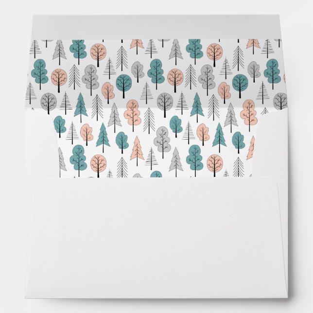 Cute Doodle Forest Pattern Envelope (Back (Bottom))