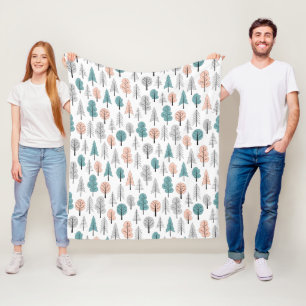 Cute Doodle Forest Pattern Fleece Blanket