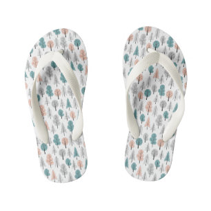 Cute Doodle Forest Pattern Kid's Thongs