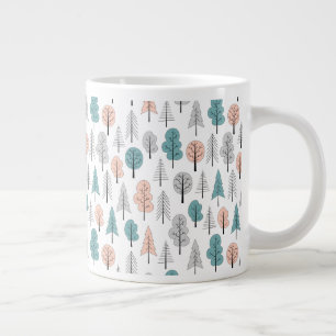 Cute Doodle Forest Pattern Large Coffee Mug