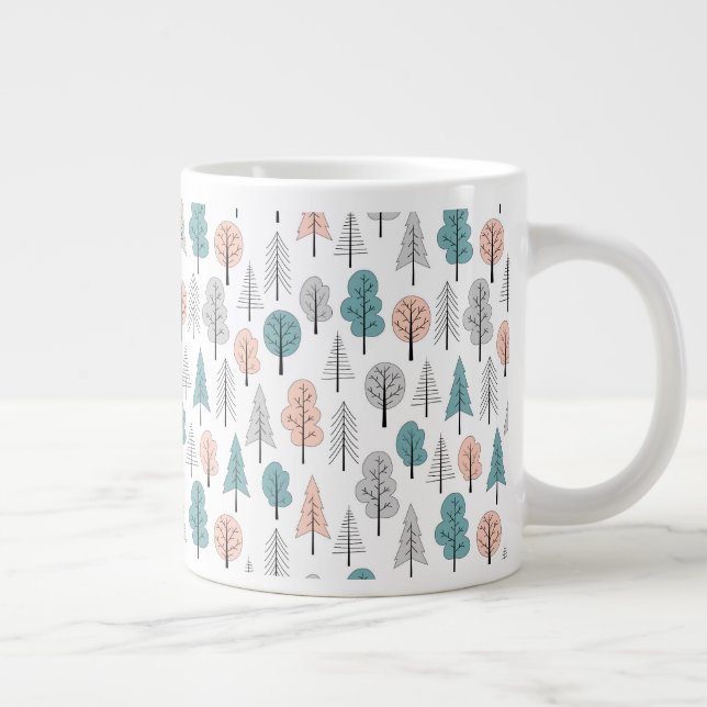 Cute Doodle Forest Pattern Large Coffee Mug (Right)