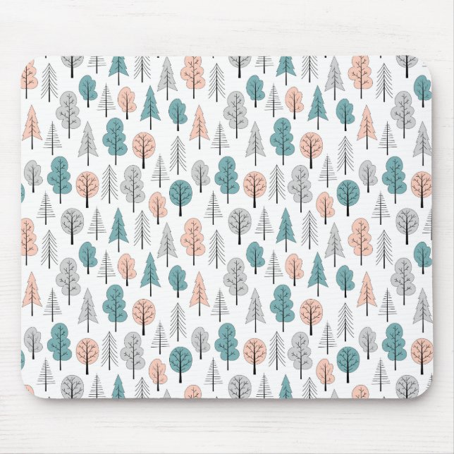 Cute Doodle Forest Pattern Mouse Pad (Front)