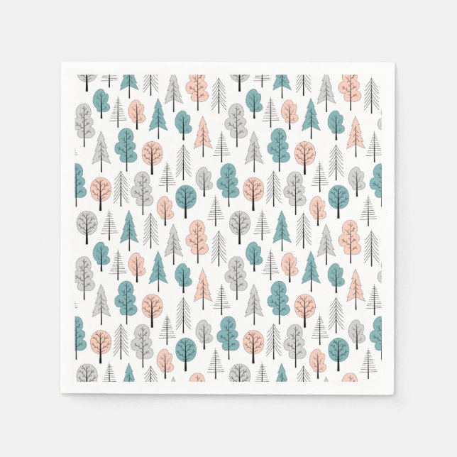 Cute Doodle Forest Pattern Napkin (Front)