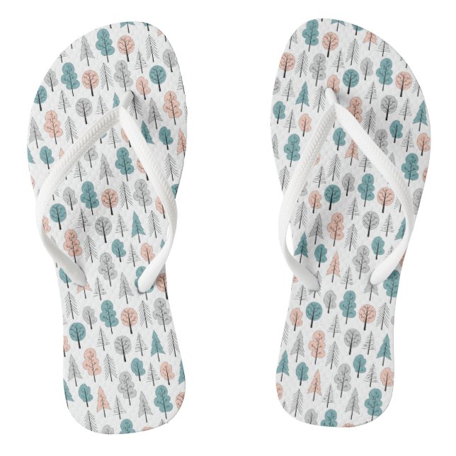 Cute Doodle Forest Pattern Thongs (Footbed)