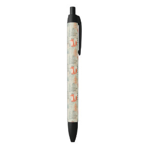 Cute Doodle Fox Forest Woodland Pattern Black Ink Pen