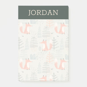 Cute Doodle Fox Forest Woodland Pattern Post-it Notes