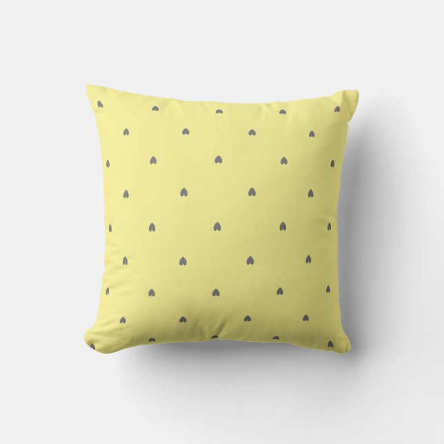 Cute Doodle Grey Heart Pattern Yellow Custom Colou Cushion (Front)