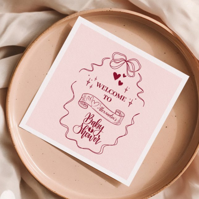 Cute Doodle Hand Drawn Bow Baby Shower Napkin (Creator Uploaded)