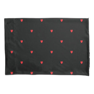Cute Doodle Heart Pattern Red Black Custom Colour Pillowcase