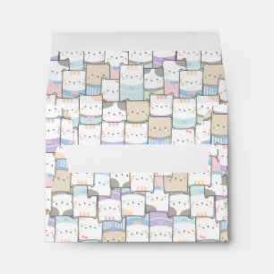 Cute Doodle Kitten Faces Pattern Envelope