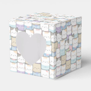 Cute Doodle Kitten Faces Pattern Favour Box