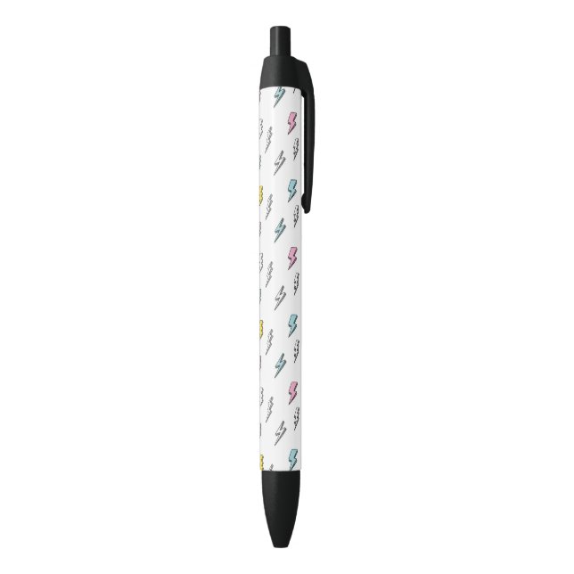 Cute Doodle Lightning Bolt Pattern Black Ink Pen (Bottom (Vertical))