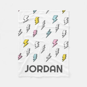 Cute Doodle Lightning Bolt Pattern Fleece Blanket