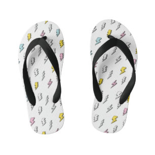 Cute Doodle Lightning Bolt Pattern Kid's Thongs