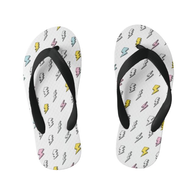 Cute Doodle Lightning Bolt Pattern Kid's Thongs (Footbed)