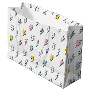 Cute Doodle Lightning Bolt Pattern Large Gift Bag