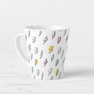 Cute Doodle Lightning Bolt Pattern Latte Mug