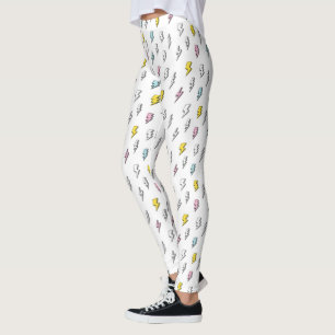 Cute Doodle Lightning Bolt Pattern Leggings