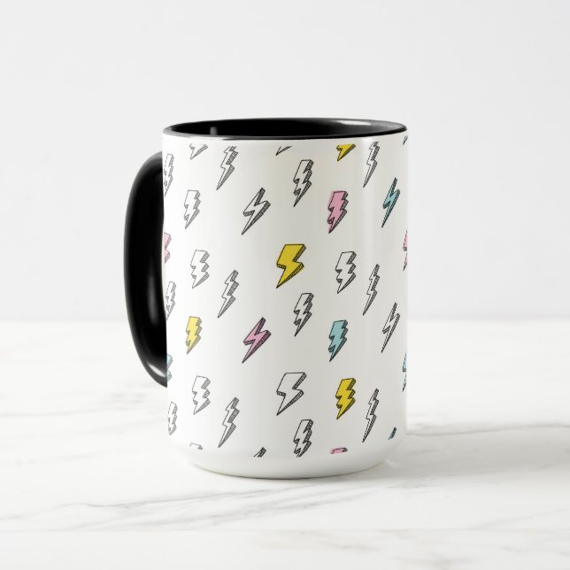 Cute Doodle Lightning Bolt Pattern Mug (Front Left)