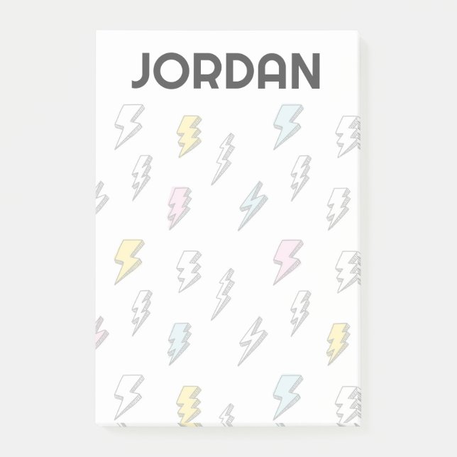 Cute Doodle Lightning Bolt Pattern Post-it Notes (Front)